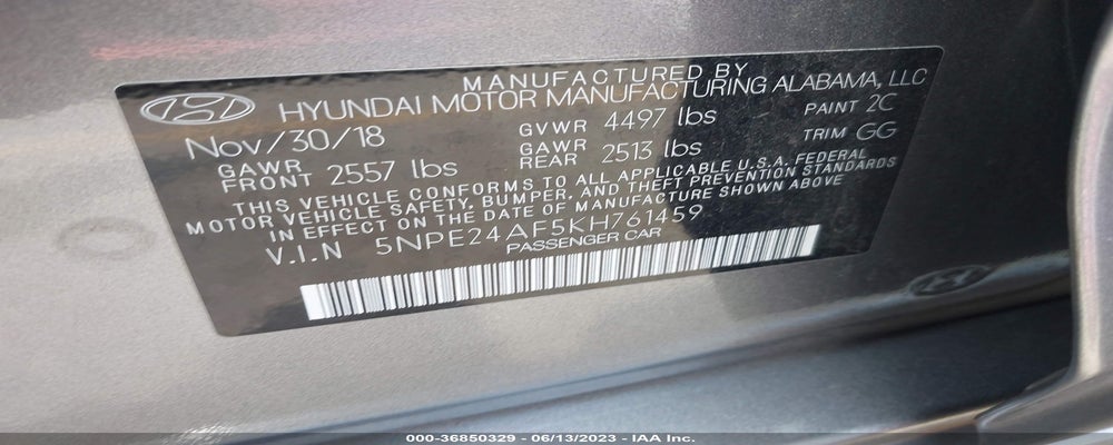 5NPE24AF5KH761459 2019 HYUNDAI SONATA photo no. 9