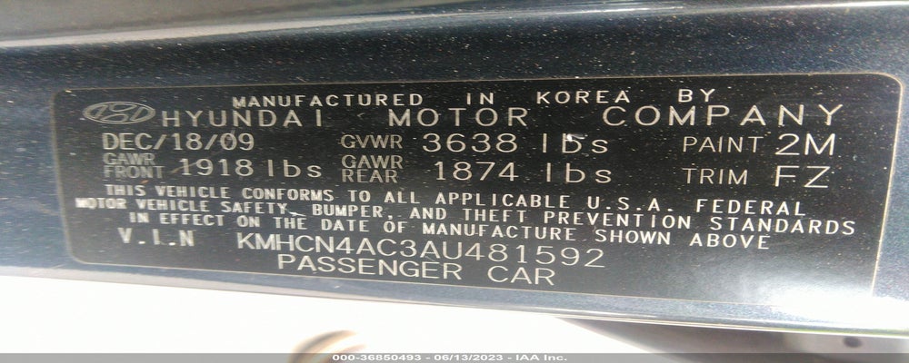 KMHCN4AC3AU481592 2010 HYUNDAI ACCENT photo no. 9