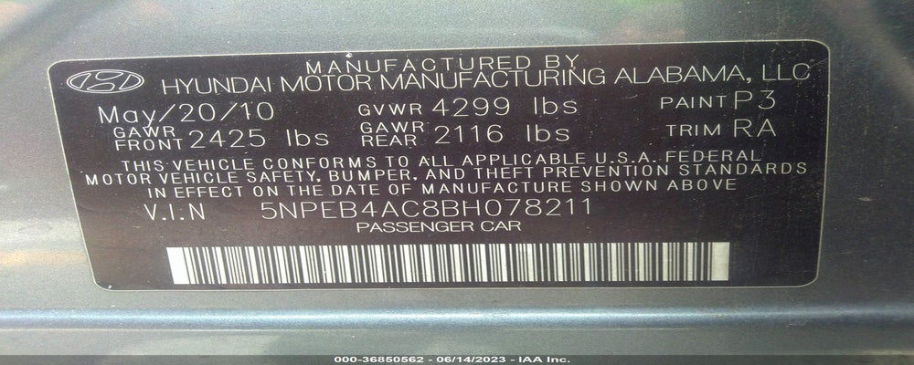 5NPEB4AC8BH078211 2011 HYUNDAI SONATA photo no. 9