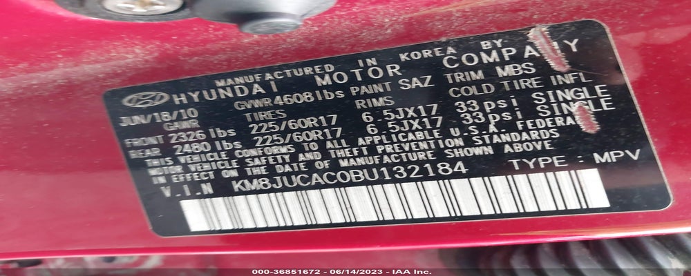 KM8JUCAC0BU132184 2011 HYUNDAI TUCSON photo no. 9