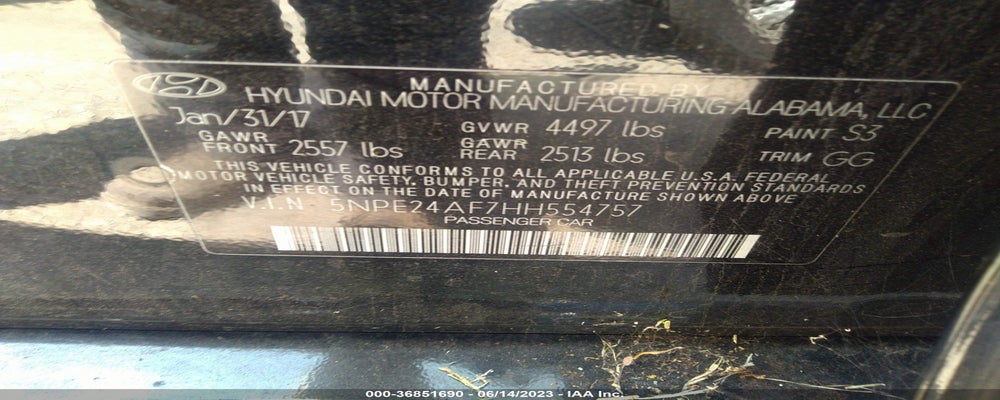 5NPE24AF7HH554757 2017 HYUNDAI SONATA photo no. 9