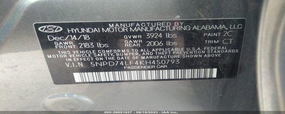 5NPD74LF4KH450793 2019 HYUNDAI ELANTRA photo no. 9
