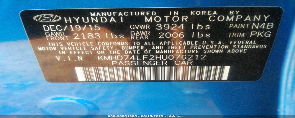 KMHD74LF2HU076212 2017 HYUNDAI ELANTRA photo no. 9