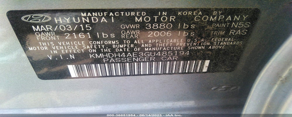 KMHDH4AE3GU485194 2016 HYUNDAI ELANTRA photo no. 9
