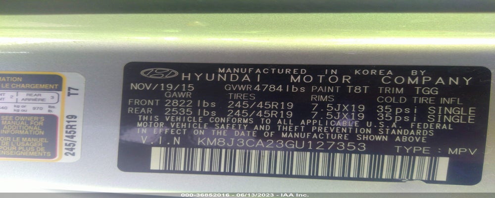 KM8J3CA23GU127353 2016 HYUNDAI TUCSON photo no. 9