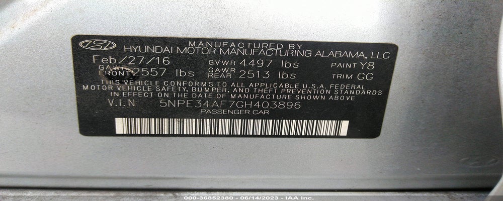 5NPE34AF7GH403896 2016 HYUNDAI SONATA photo no. 9