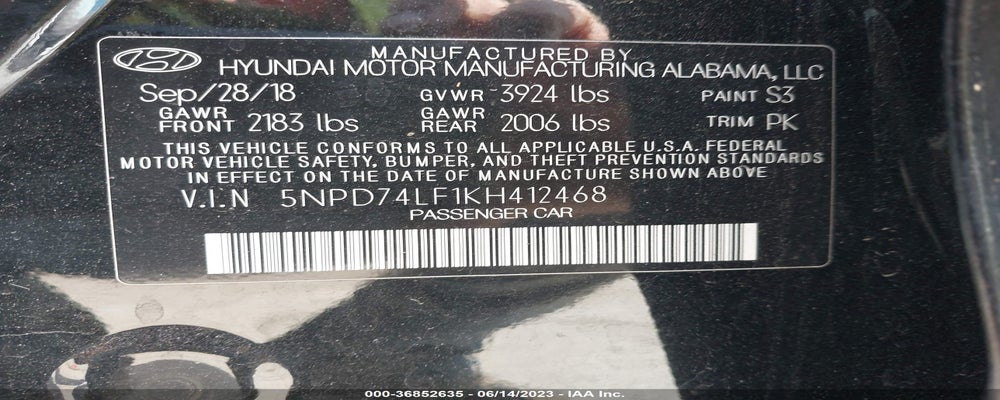 5NPD74LF1KH412468 2019 HYUNDAI ELANTRA photo no. 9