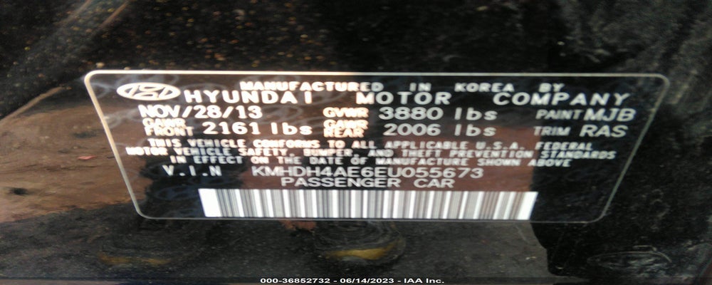 KMHDH4AEGEU055673 2014 HYUNDAI ELANTRA photo no. 9