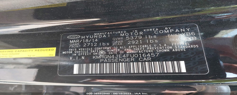 KMHGN4JE4FU016457 2015 HYUNDAI GENESIS photo no. 9