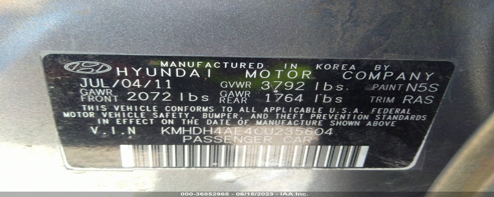 KMHDH4AE4CU235604 2012 HYUNDAI ELANTRA photo no. 9