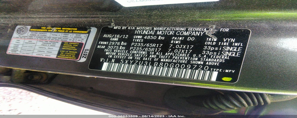 5XYZU3LB8DG009720 2013 HYUNDAI SANTA FE photo no. 9