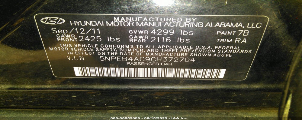 5NPEB4AC9CH372704 2012 HYUNDAI SONATA photo no. 9