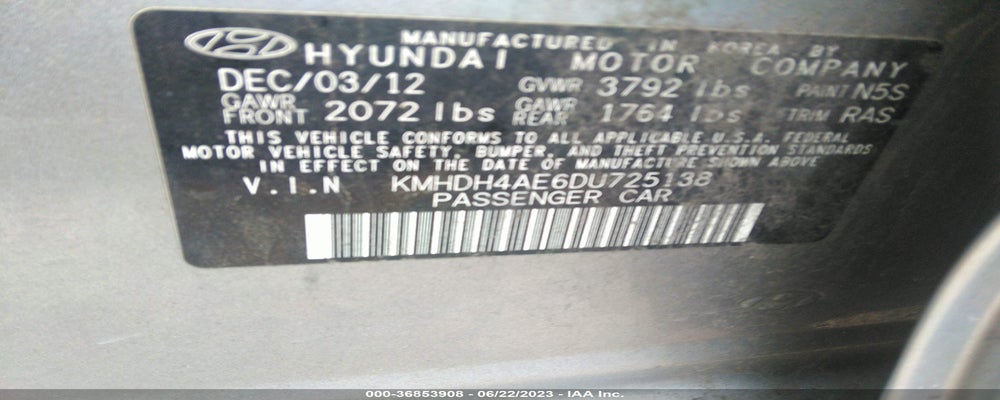 KMHDH4AE6DU725138 2013 HYUNDAI ELANTRA photo no. 9