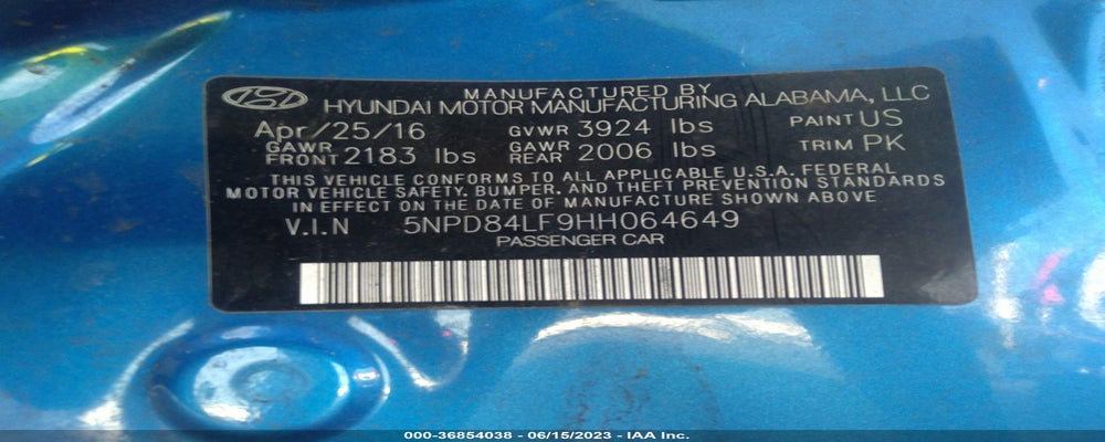5NPD84LF9HH064649 2017 HYUNDAI ELANTRA photo no. 9
