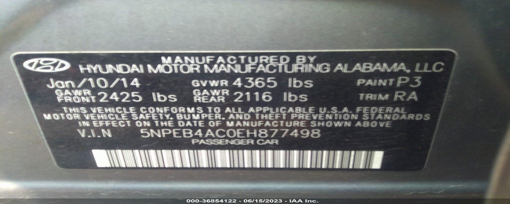 5NPEB4AC0EH877498 2014 HYUNDAI SONATA photo no. 9