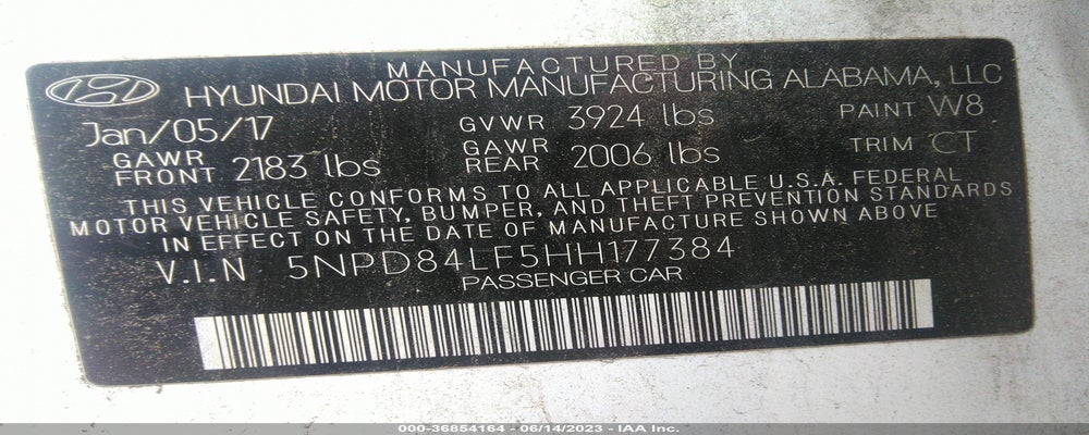 5NPD84LF5HH177384 2017 HYUNDAI ELANTRA photo no. 9