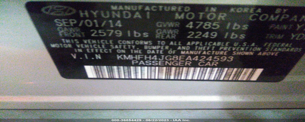 KMHFH4JG8EA424593 2014 HYUNDAI AZERA photo no. 9
