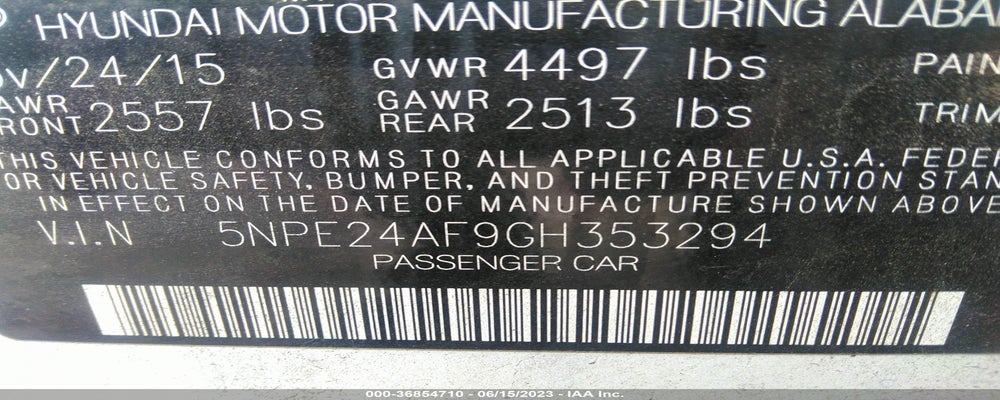 5NPE24AF9GH353294 2016 HYUNDAI SONATA photo no. 9
