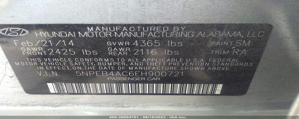 5NPEB4AC6EH900721 2014 HYUNDAI SONATA photo no. 9