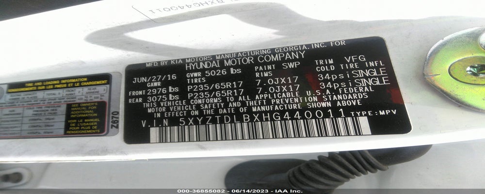5XYZTDLBXHG440011 2017 HYUNDAI SANTA FE SPORT photo no. 9