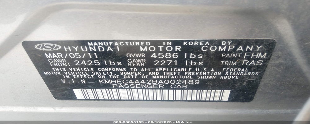 KMHEC4A42BA002489 2011 HYUNDAI SONATA photo no. 9