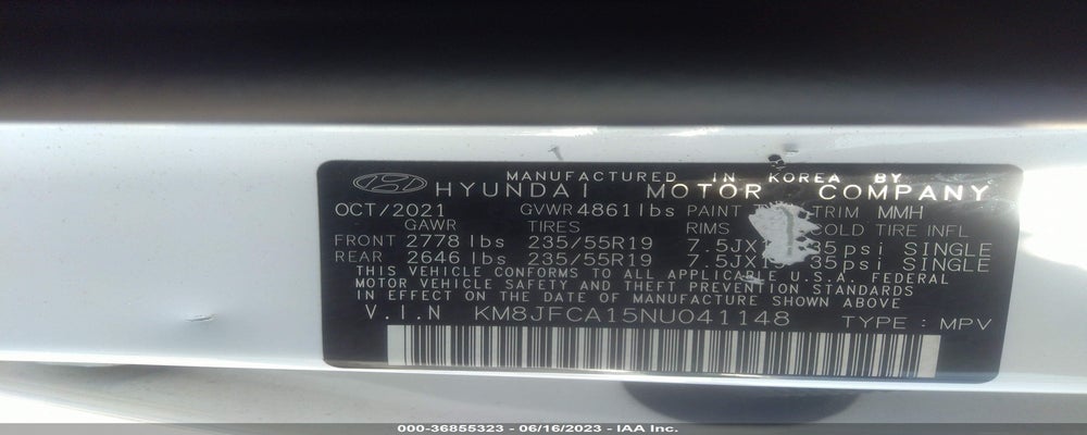 KM8JFCA15NU041148 2022 HYUNDAI TUCSON HYBRID photo no. 9