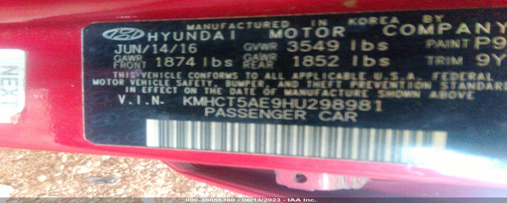 KMHCT5AE9HU298981 2017 HYUNDAI ACCENT photo no. 9
