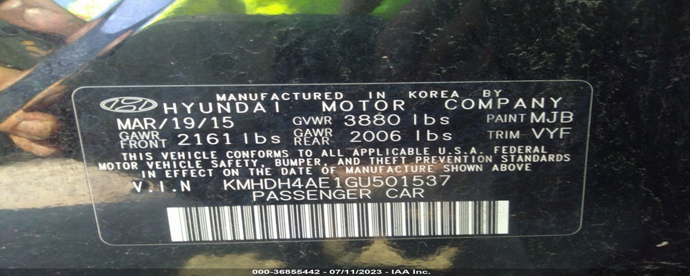 KMHDH4AE1GU501537 2016 HYUNDAI ELANTRA photo no. 9