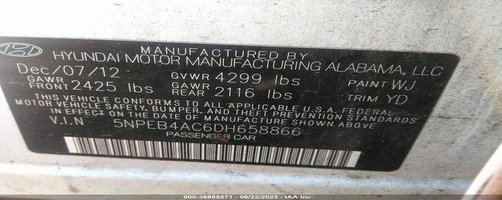 5NPEB4AC6DH658866 2013 HYUNDAI SONATA photo no. 9