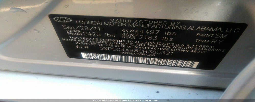 5NPEC4AB8CH385321 2012 HYUNDAI SONATA photo no. 9