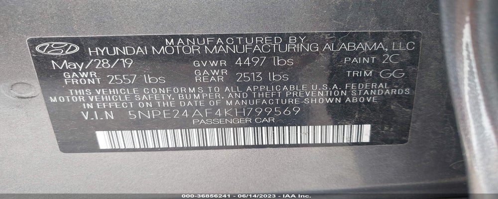 5NPE24AF4KH799569 2019 HYUNDAI SONATA photo no. 9