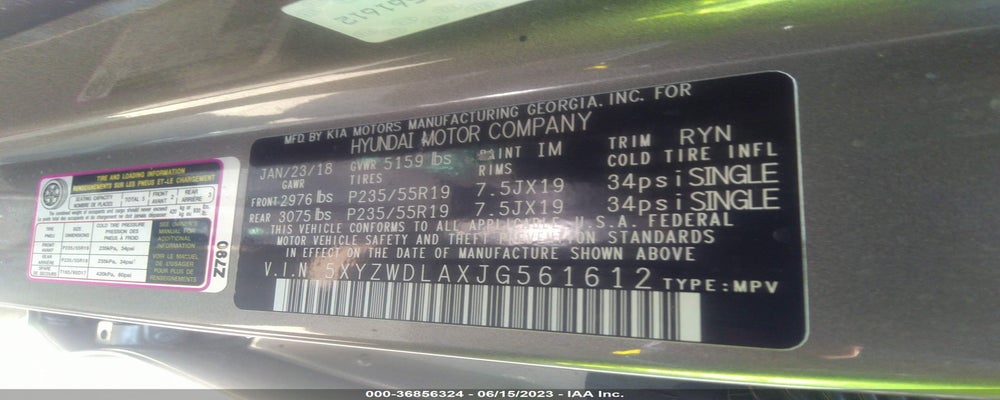 5XYZWDLAXJG561612 2018 HYUNDAI SANTA FE SPORT photo no. 9