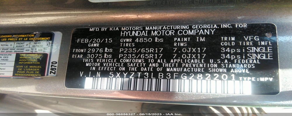 5XYZT3LB3FG282201 2015 HYUNDAI SANTA FE SPORT photo no. 9