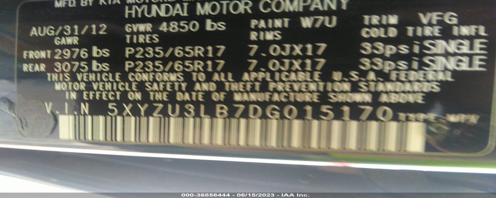 5XYZU3LB7DG015170 2013 HYUNDAI SANTA FE photo no. 9