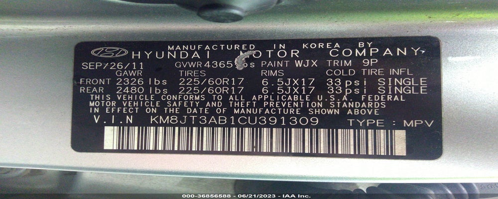 KM8JT3AB1CU391309 2012 HYUNDAI TUCSON photo no. 9