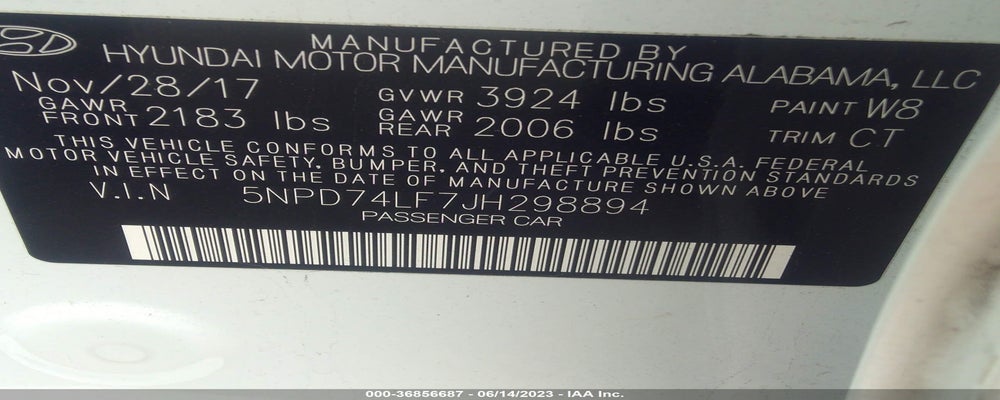 5NPD74LF7JH298894 2018 HYUNDAI ELANTRA photo no. 9