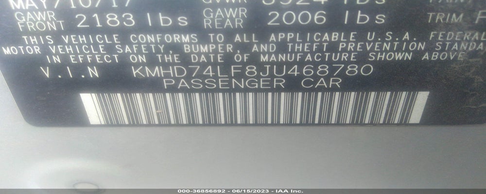 KMHD74LF8JU468780 2018 HYUNDAI ELANTRA photo no. 9