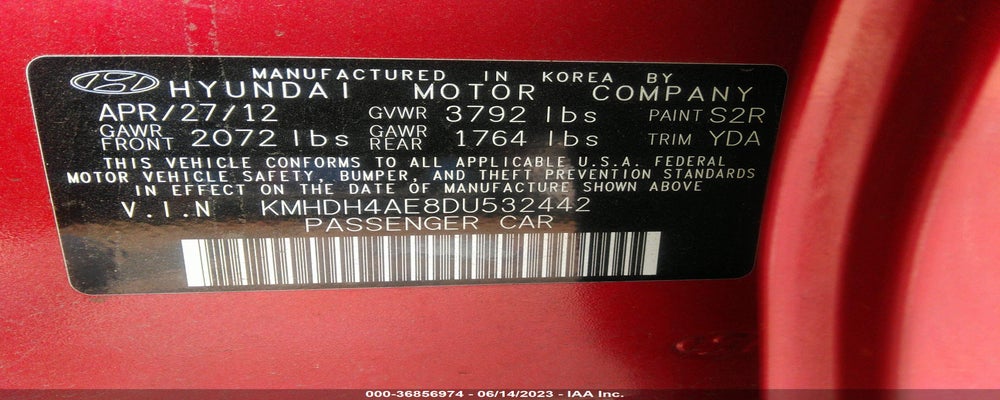 KMHDH4AE8DU532442 2013 HYUNDAI ELANTRA photo no. 9