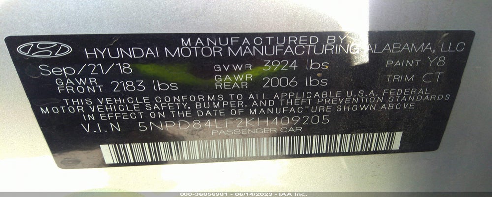 5NPD84LF2KH409205 2019 HYUNDAI ELANTRA photo no. 9