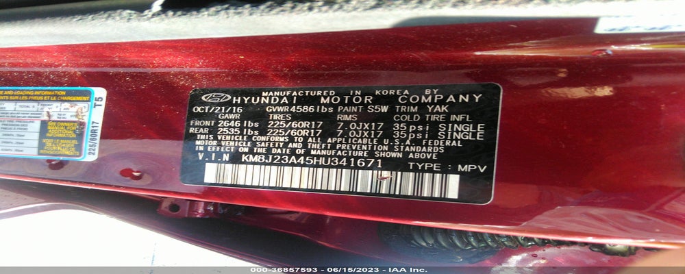 KM8J23A45HU341671 2017 HYUNDAI TUCSON photo no. 9