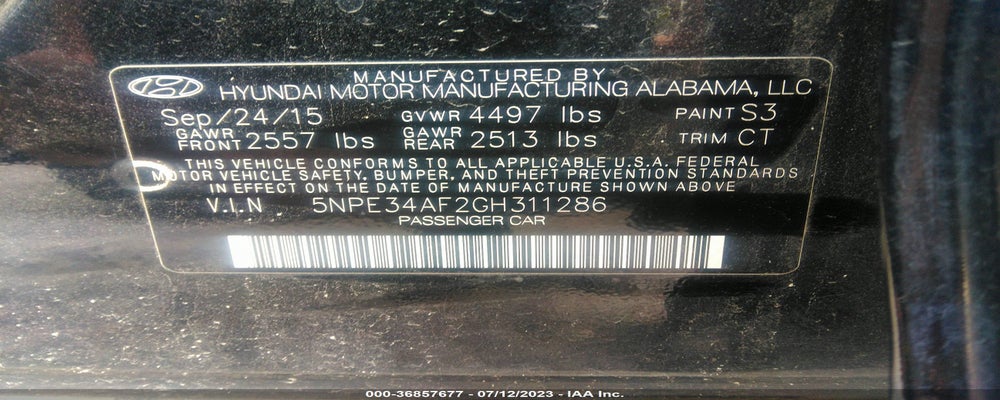 5NPE34AF2GH311286 2016 HYUNDAI SONATA photo no. 9