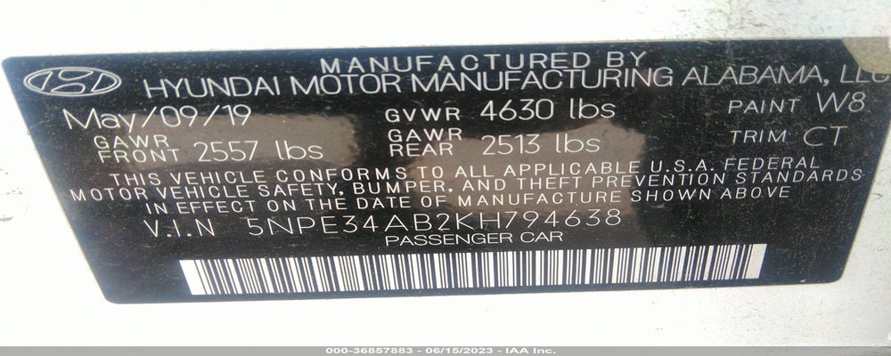 5NPE34AB2KH794638 2019 HYUNDAI SONATA photo no. 9