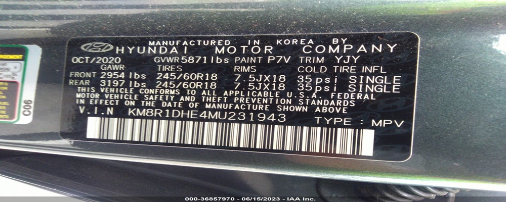 KM8R1DHE4MU231943 2021 HYUNDAI PALISADE photo no. 9