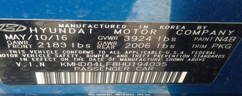 KMHD84LF8HU194035 2017 HYUNDAI ELANTRA photo no. 9