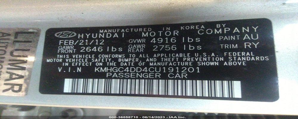 KMHGC4DD4CU191201 2012 HYUNDAI GENESIS photo no. 9