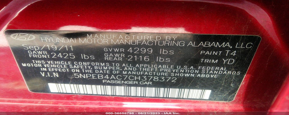 5NPEB4AC7CH378372 2012 HYUNDAI SONATA photo no. 9
