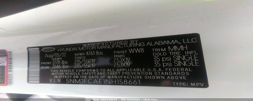 5NMJFCAE1NH158661 2022 HYUNDAI TUCSON photo no. 9