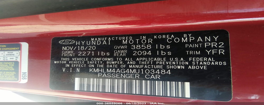 KMHLM4AG4MU103484 2021 HYUNDAI ELANTRA photo no. 9
