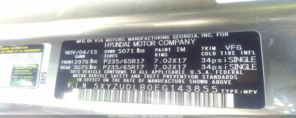5XYZUDLB0EG143855 2014 HYUNDAI SANTA FE SPORT photo no. 9
