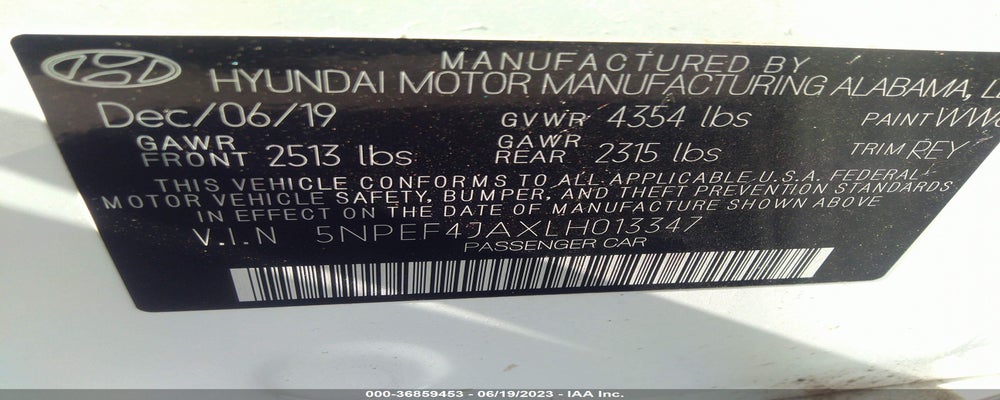 5NPEF4JAXLH013347 2020 HYUNDAI SONATA photo no. 9